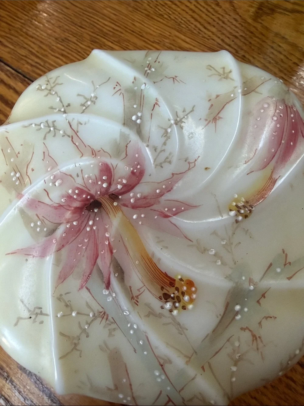 Wave Crest jewelry casket dresser box. Helmschmied Swirl with floral print.